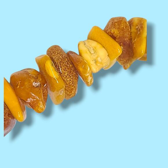 Natural Raw Baltic Amber Chip Necklace 44.7g 26" Butterscotch Cognac Beads - Picture 5 of 15